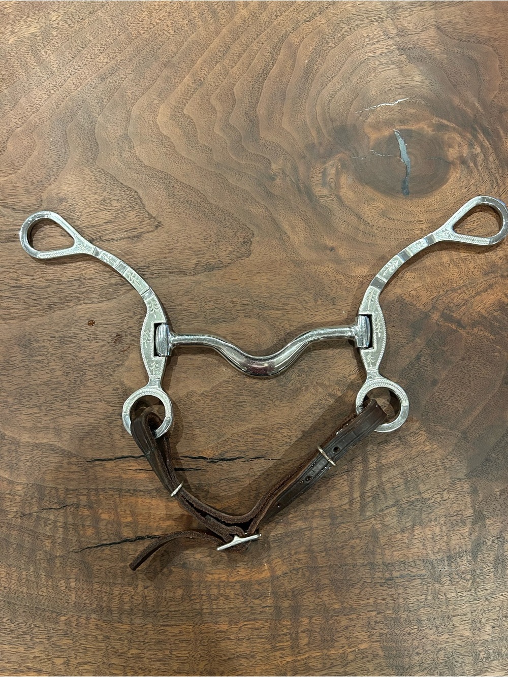 Vintage Engraved German Silver Western Grazing Curb Bit